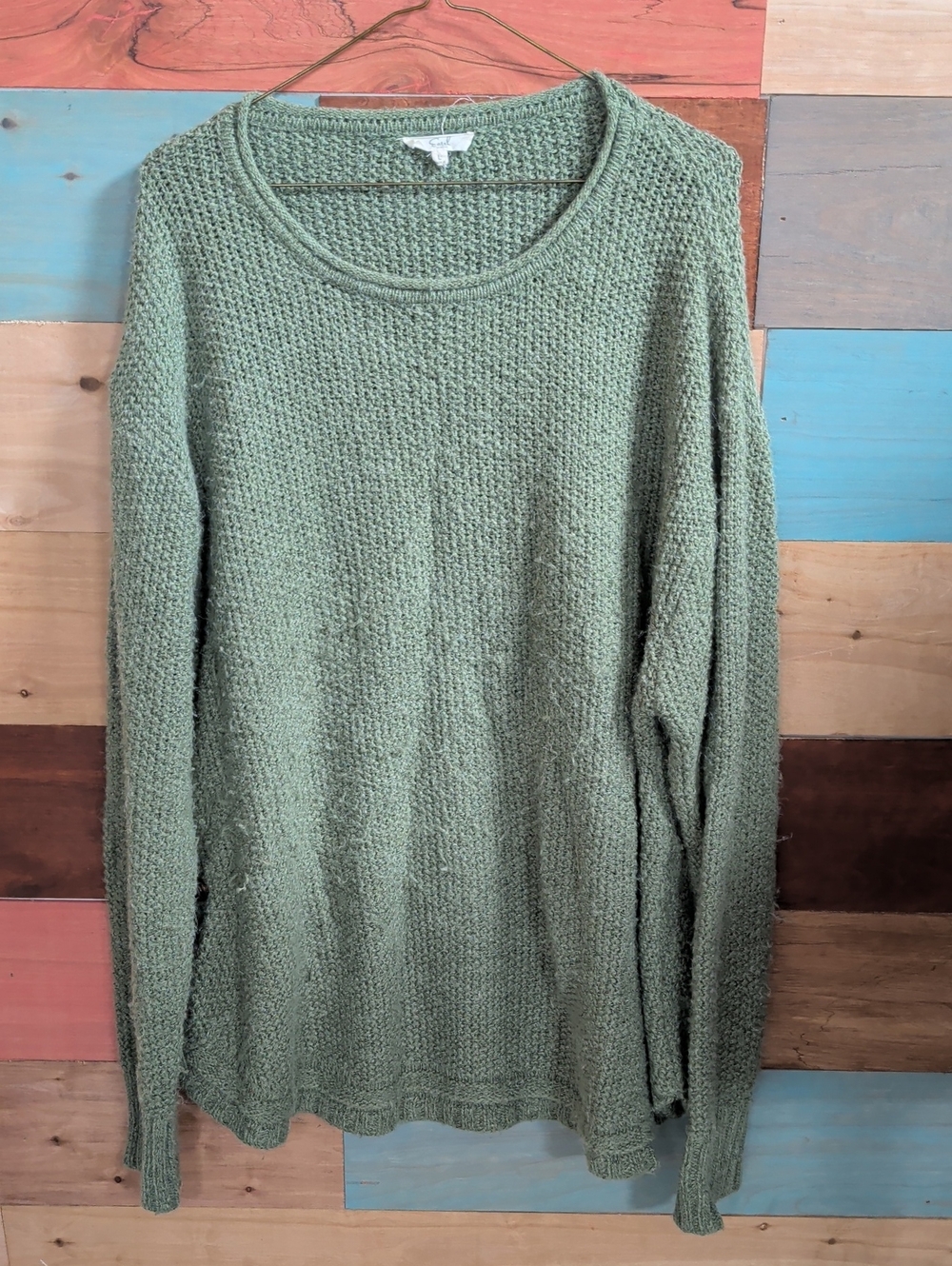 easel Sage Green Lightweight Crewneck Sweater